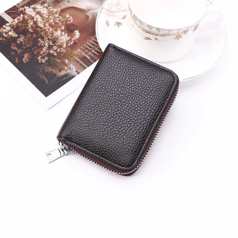 

Slim Soft Card Men Wallet PU Leather Credit Card Holder Solid Zipper Pocket Wallets Coin Purse Multiple Card Slots DH50KB