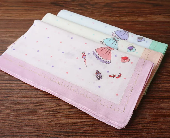 Handkerchiefs Women Cotton High Quality Soft Funny Printed Plaid Various Color Casual Ladies Pocket Square Elegant Chic Trendy