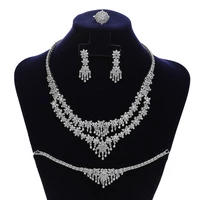 jewelry sets hadiyana trendy gorgeous women wedding party necklace earrings ring and bracelet set 4pcs zirconia cn1720 bisuteria