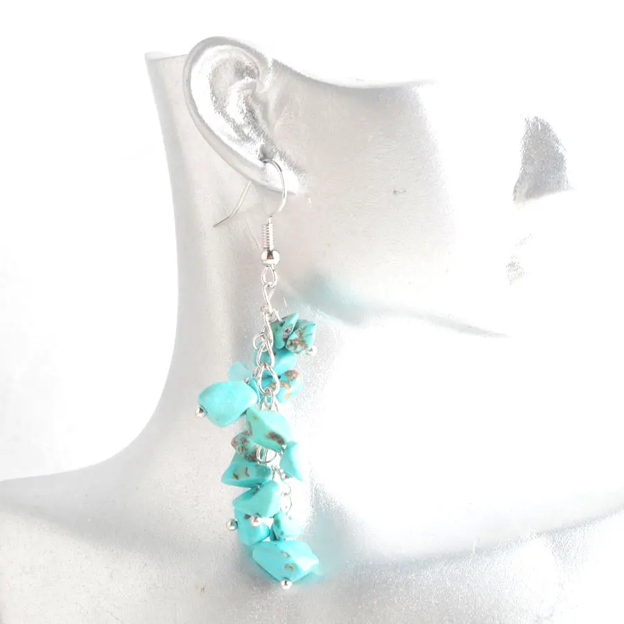 

WOJIAER Irregular Natural Stone Turquoises Drop Earrings for Women Chip Bead Dangle Earrings Jewelry Wedding PW9147