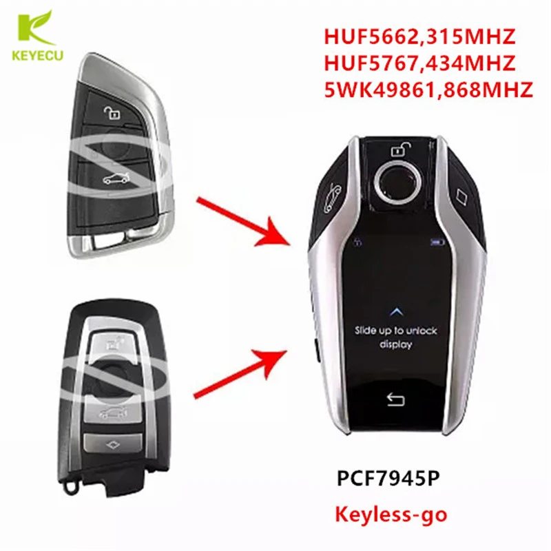 KEYECU модифицированный бутиковый смарт ключ с ЖК дисплеем 315 МГц HUF5662 434 HUF5767 868 5WK49861