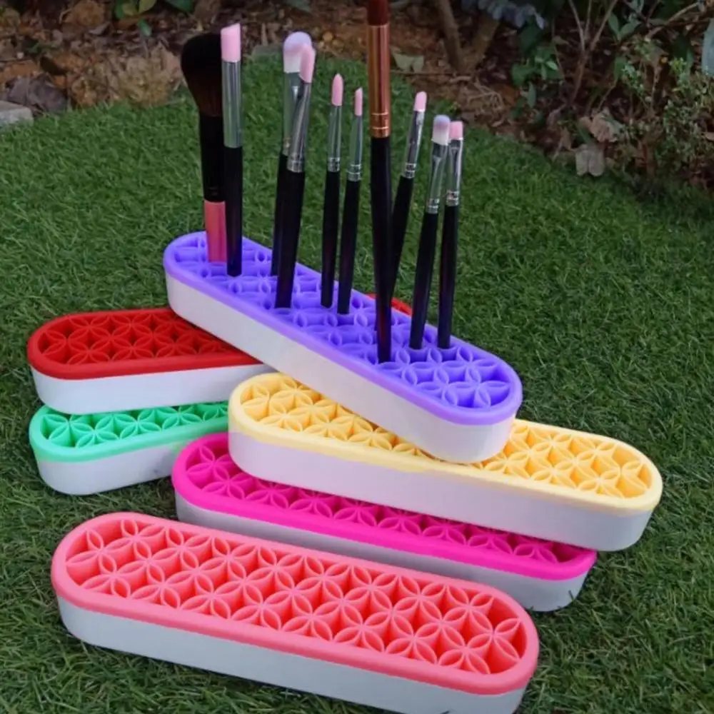 

Silicone Cosmetic Brush Storage Holder Multi Color Storage Case Pen Holder Makeup Brush Holder Stand Rack Cosmetic Organizer
