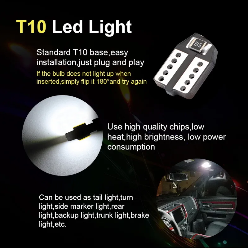 Safego 10 шт. W5W T10 194 168 светодиодный Автомобильный Интерьер лампочки 2 SMD 7020 Авто