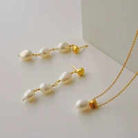 brass with 18k gold real fresh water pearl chains choker necklace runway t show party designer gown top ins japan korean
