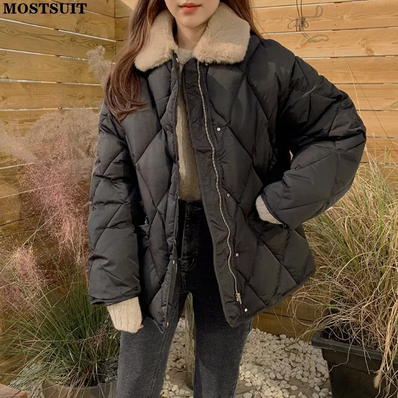 

Casual Loose O-neck Cotton Padded Women Parkas Quilted Coats 2021 Winter Ladies Jackets Long Sleeve Single-breasted Female Coat
