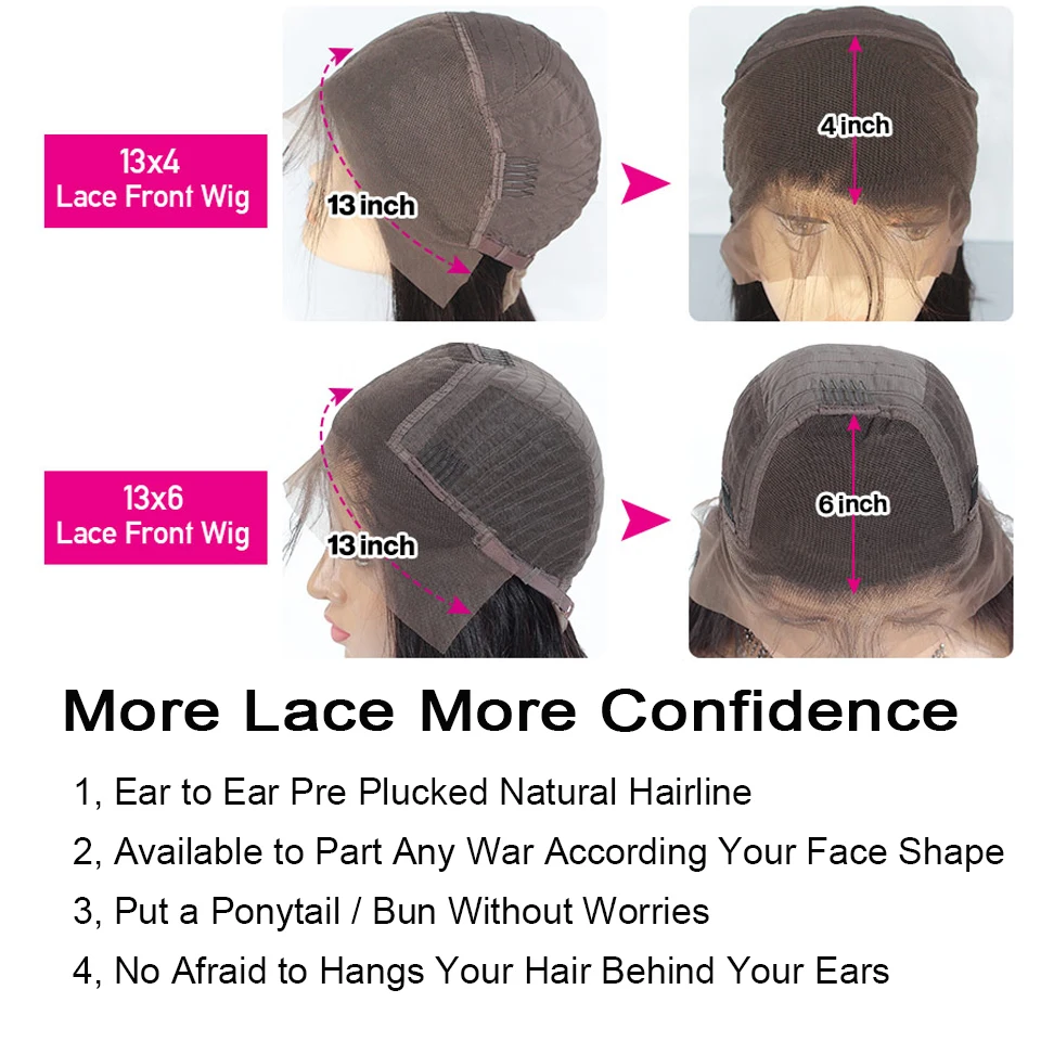 

13x4 Lace Frontal Wig Body Wave Human Hair Wigs Pre Plucked 150 Density Remy Lace Front Human Hair Wig 8-30inch For Black Women