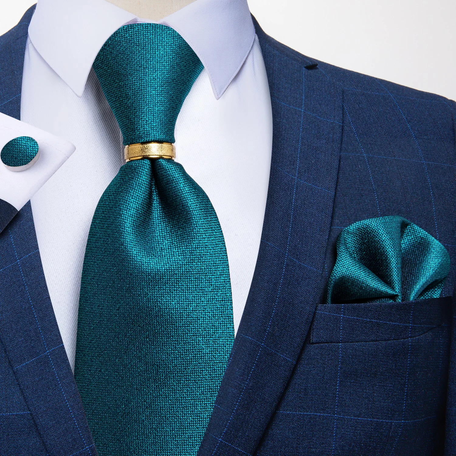 Модные сине-зеленый классический Для мужчин мужской галстук шелковый из