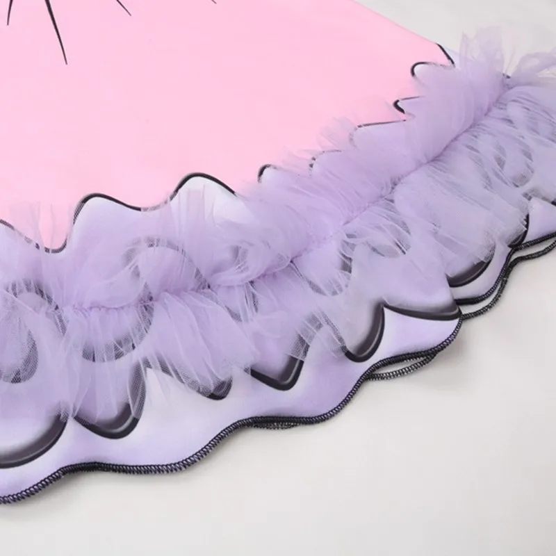 Платья для девочек Розовое Сетчатое платье принцессы с боковой стороной Детские