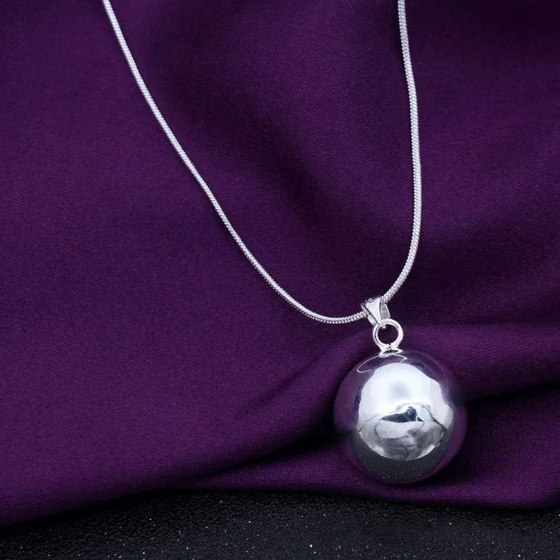 

925 Sterling Silver 18” Chain Simple Ball Bead Pendants Necklace For Women Wedding Engagement Fashion Charm Jewelry DZ325