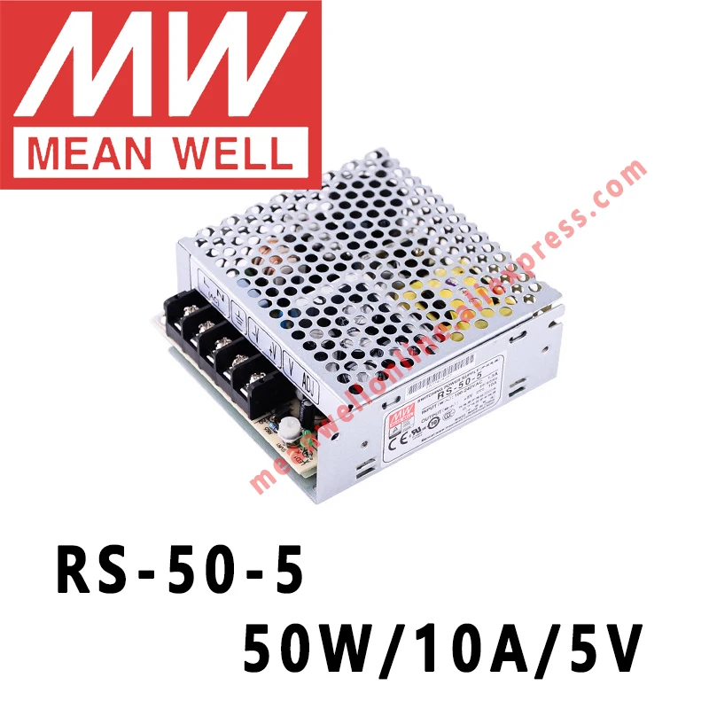 

RS-50-5 Mean Well 50 Вт/10A/5 В постоянного тока, единичный выходной импульсный источник питания, Интернет-магазин meanwell