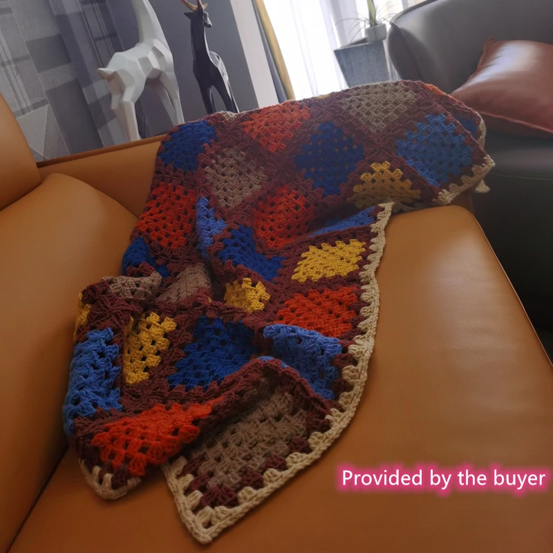 

Handmade afghan Crochet Blanket Cushion Felt Pastoral Style Gift home&living party gift granny square