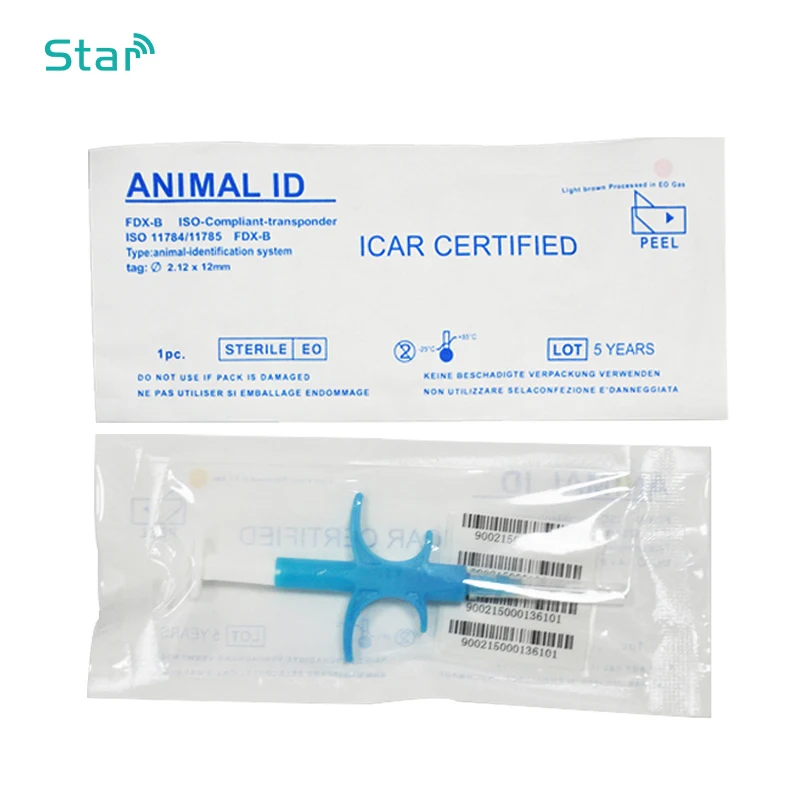 (100pcs ) ISO FDX-B Cat Dog Microchip Animal Syringe ID Implant Pet Chip Needle Vet RFID Injector PET Tag For Aquaculture Fish |