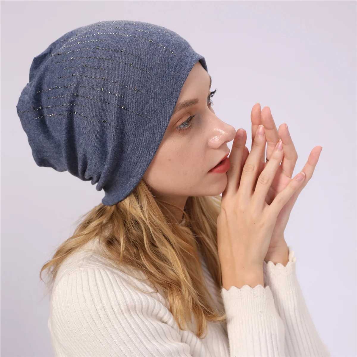 Стразы beanies turban головные уборы для женщин эластичные мягкие хлопковые шапки бини шапки Женская мода шапки сплошной цвет весна-осень шляпа