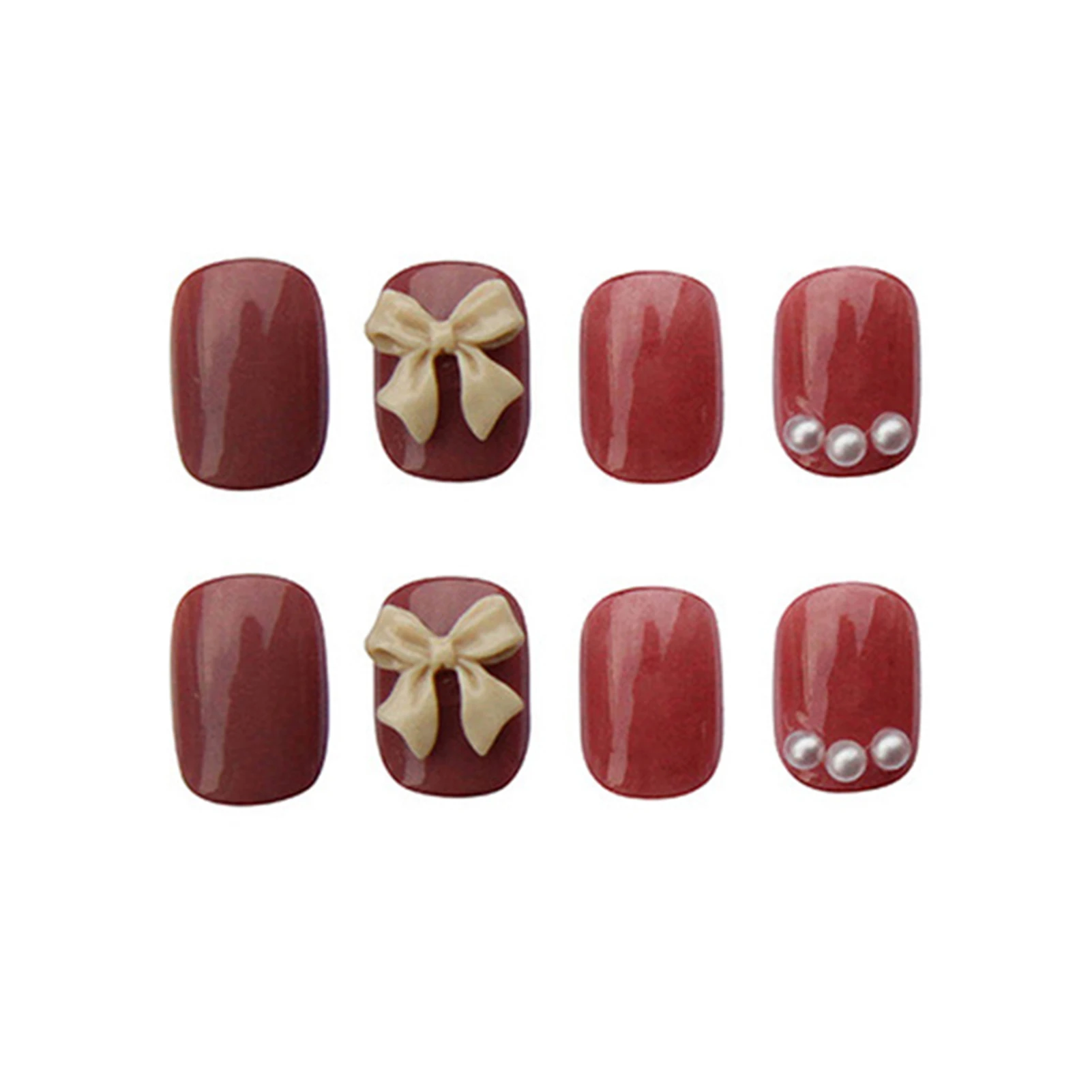 

Fake Nails Butterfly Diamond Blooming Bean Paste Color Wearable Nail Detachable Nail Sticker Nail 24pcs With Glue CIN6 899