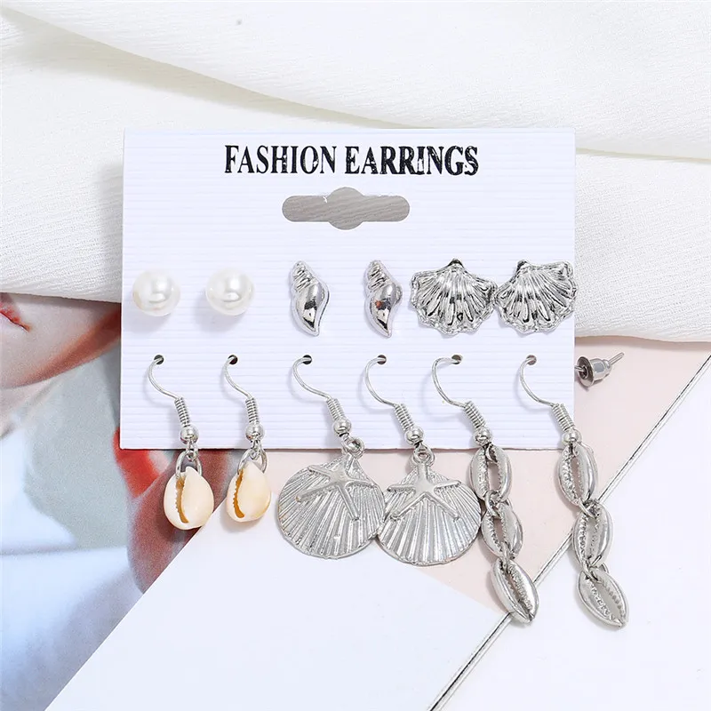 HOCOLE богемные раковины коври Висячие серьги для женщин модные серебряные