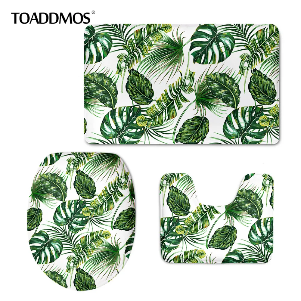TOADDMOS тропический коврик Monstera для ванной комнаты нескользящий подставка + крышка