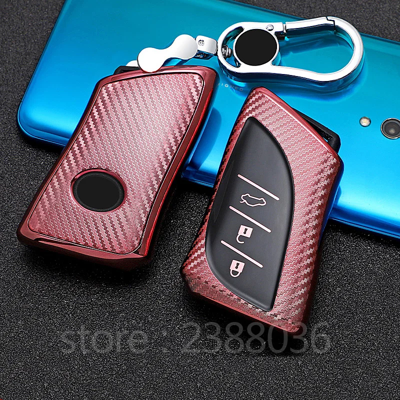 1 х Защитный чехол для ключа из ТПУ в стиле углеродного волокна Lexus 2018 2019 IS ES GS LS500h NX