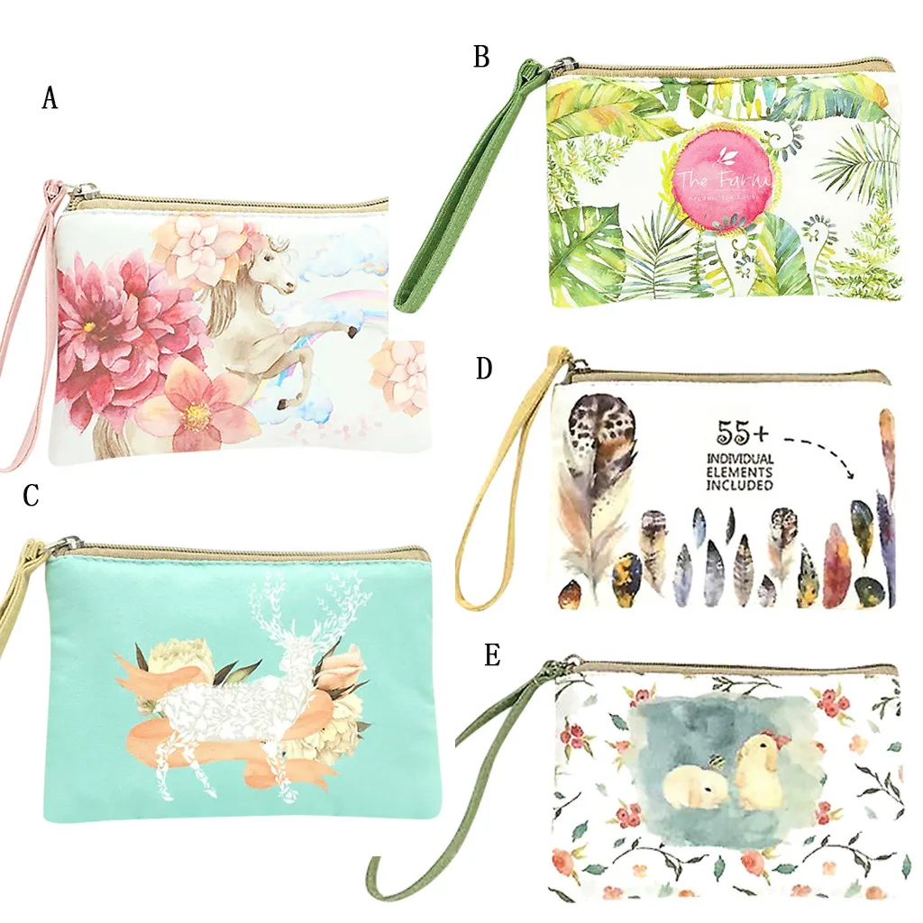 2019 весенний женский милый холщовый кошелек для монета сумка макияжа