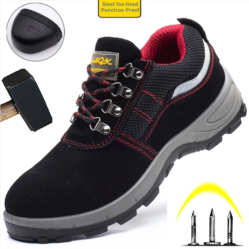 

Wearable Work Shoes Indestructible Footwear Mens Safety Shoes Steel Toe Oil Resistant Industrial Shoes Puncture-Proof Sneakers