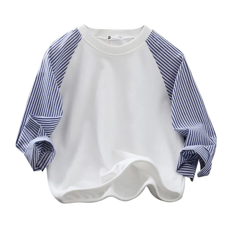 

Детские свитеры и толстовки Осенние пижамы для мальчиков и девочек, модная Толстовка из хлопка; Одежда с овальным вырезом; Одежда с длинными...