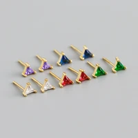 925 sterling silver tiny exquisite triangle stud earring for women piercing rock punk clips 2021 wedding gift special jewelry