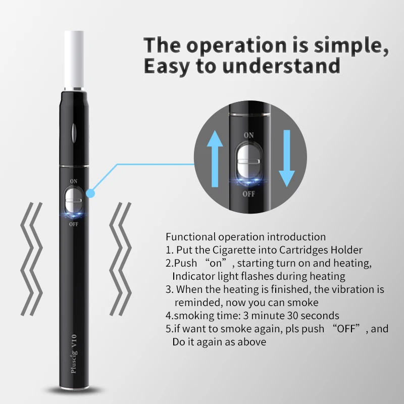 Горячая Распродажа оригинальный Pluscig V10 нагрева Vape комплект с 900 мАч встроенный