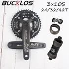 Шатун BUCKLOS 3*10 скоростей для велосипеда, 10464BCD, 24T, 32T, 42T, 170 мм, квадратное отверстие, шатун для горного велосипеда для shimano