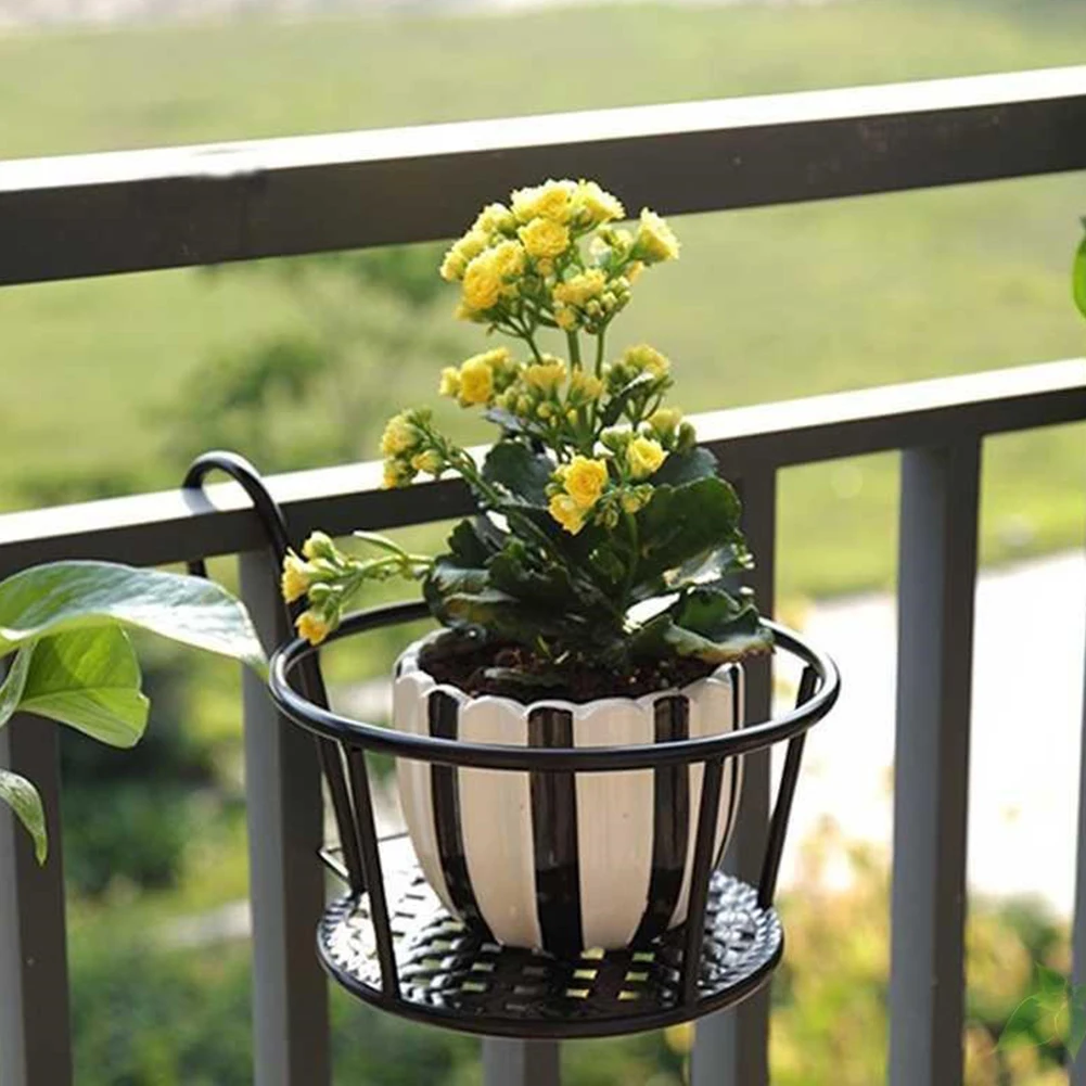 

Flower Pot Holder Balcony Plant Basket On Metal Fence Rail Wrought Iron Hanging Basket Hanging Railing For Indoor Outdoor Use