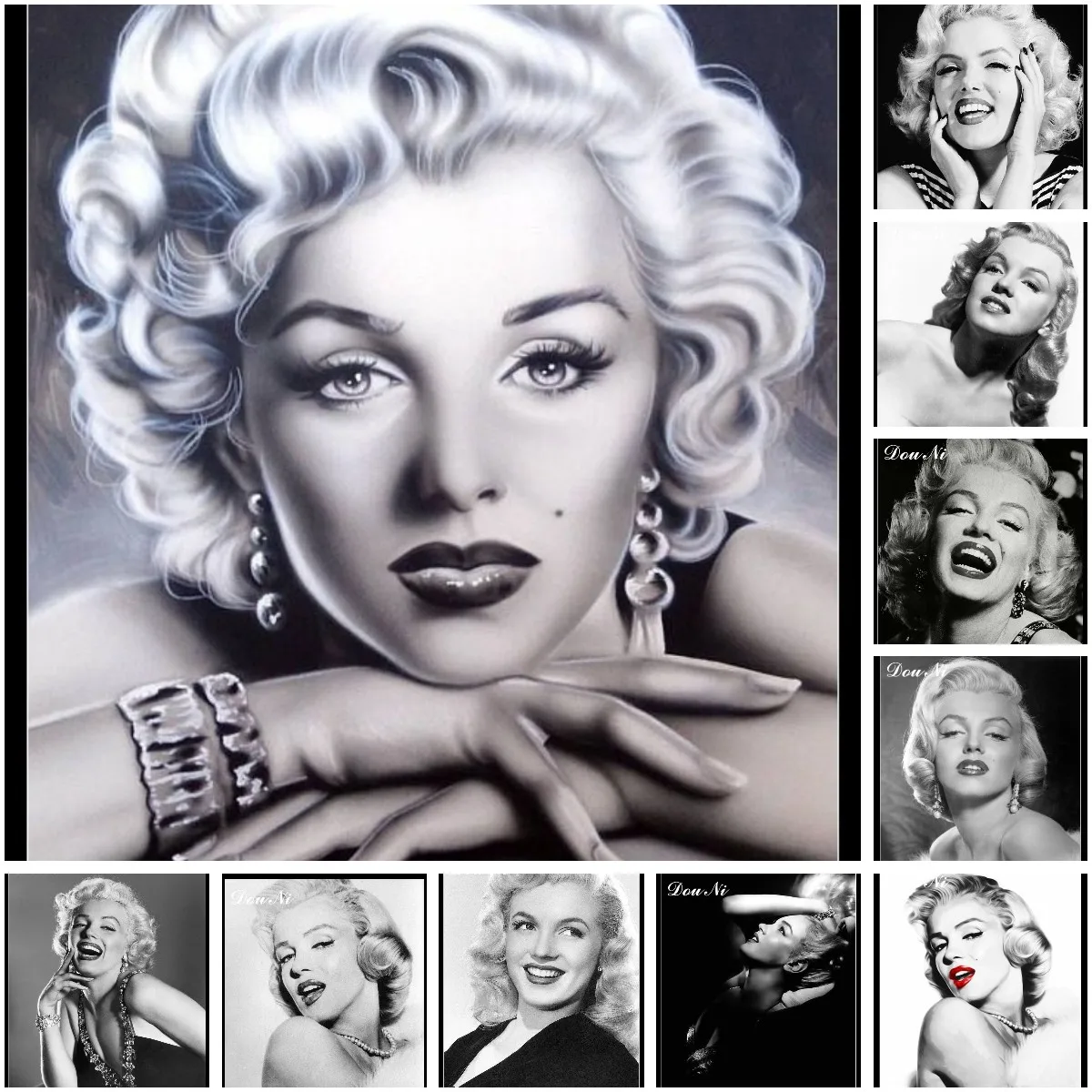 

Action Figure Marilyn Monroe Diamond Painting Beads Cross Stitch Kits Sexy Model Black And White Art Handcraft Hobby Home Decor