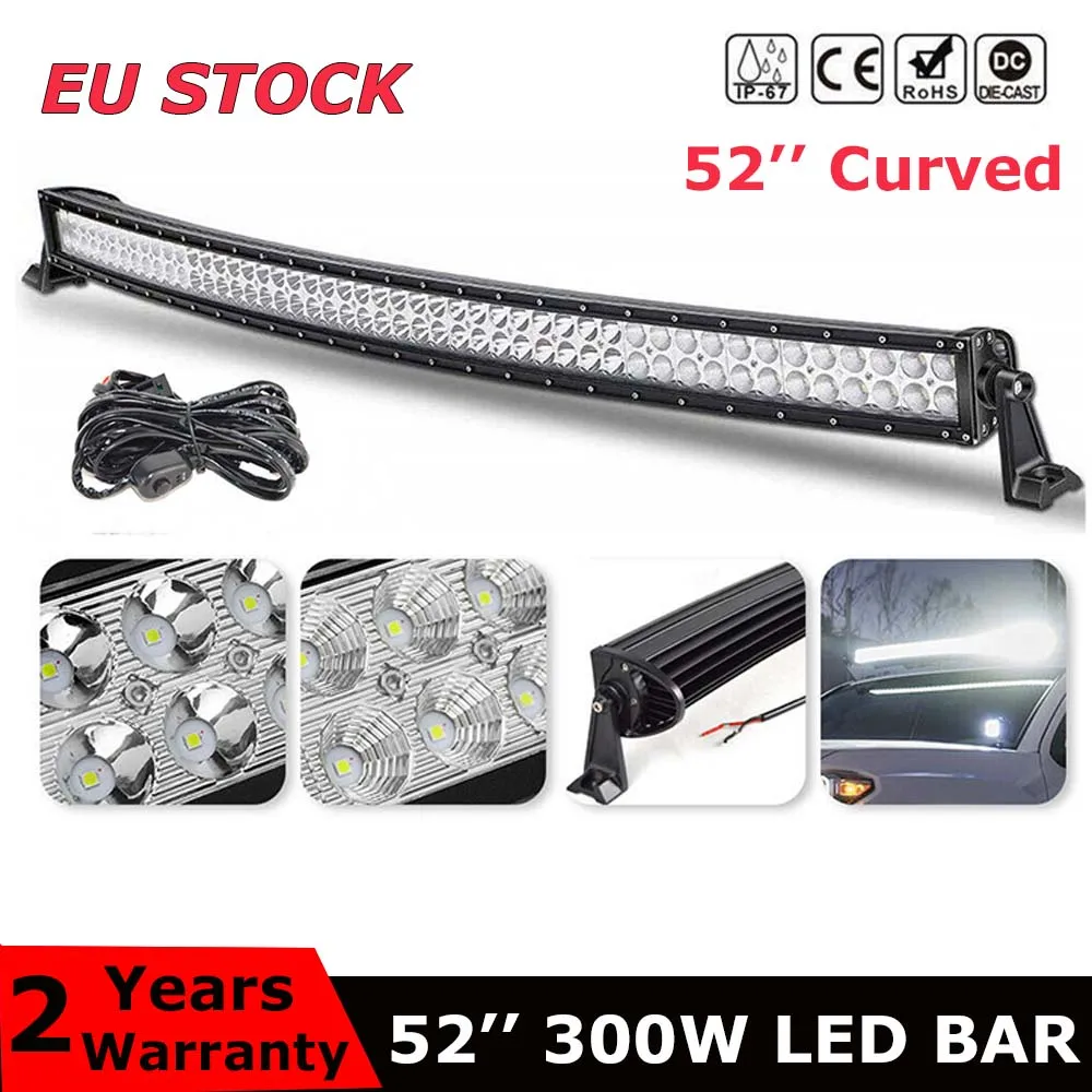 

Dual Row 52 inch curved led light bar 300W combo beam For Offroad Tractor Truck 4x4 4WD SUV ATV Vehicle Driving Lamp 12V 24V