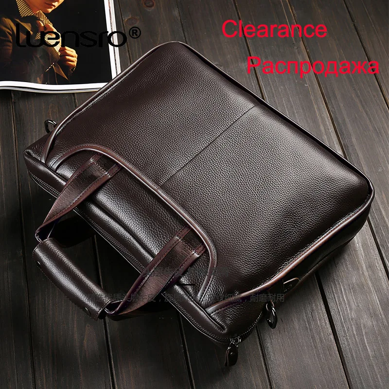 

Портфель clearanceиз 100% натуральной кожи, мужская сумка в деловом стиле, сумка-тоут на плечо для ноутбука, кошелек из натуральной кожи