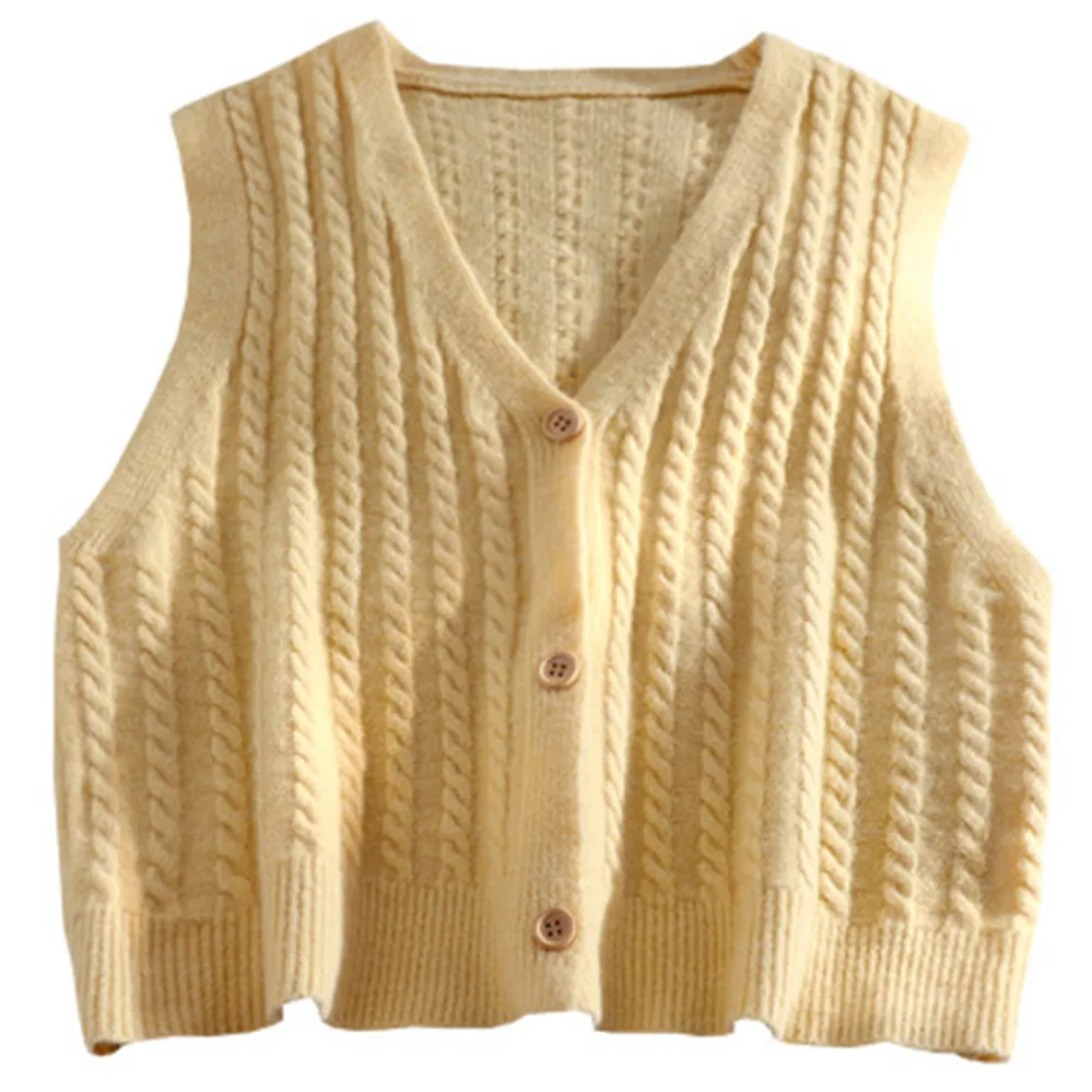 

2020 Sleeveless Sweater Vest Women Knitting Tops V-Neck Elegant Students Solid Simple 2XL Casual Daily Womens Clothing Loose