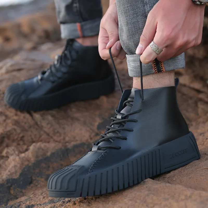 Водонепроницаемые кроссовки из натуральной кожи Мужская обувь качественные