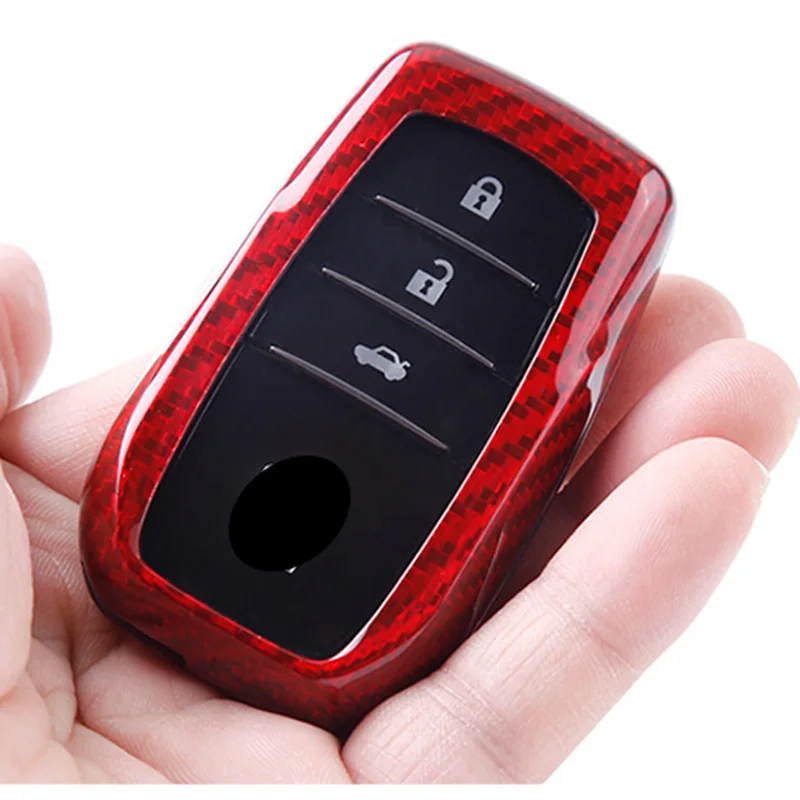 Чехол для автомобильного ключа из углеродного волокна чехол Toyota Prius Camry Corolla C-HR CHR