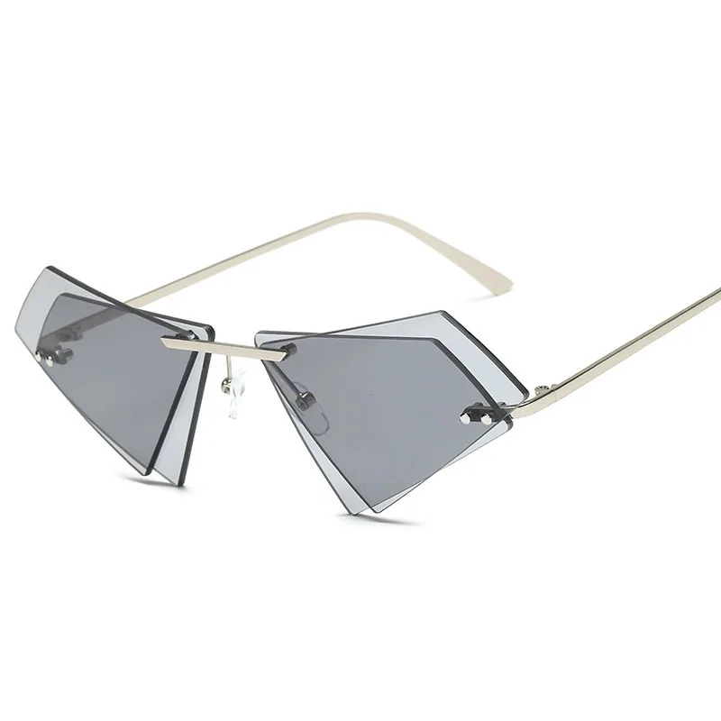 

Triangle Steampunk Rimless Sunglasses Women Men Brand Designer Polygon Frameless Sun Glasses Female Shades Multicolor UV400