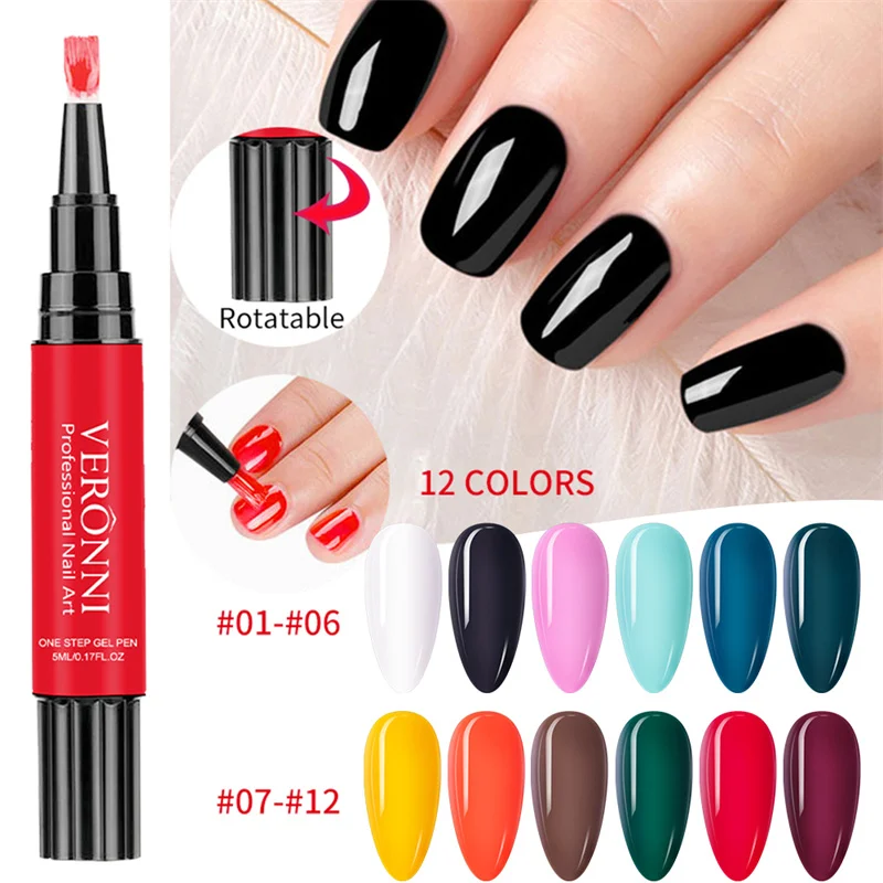 

One Step Gel Polish Pen 3 In 1 Varnish Gellak No Need Base Or Top Esmalte Permanente Nail Art Hybrid UV Gel Lacquer