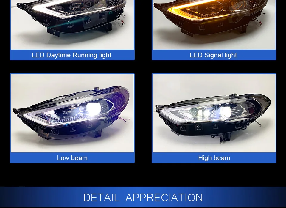 Фары для автомобиля Ford Mondeo Fusion- DRL дневные ходовые огни головная лампа светодиодный Биксеноновая лампа Противотуманные фары автомобильный аксессуар