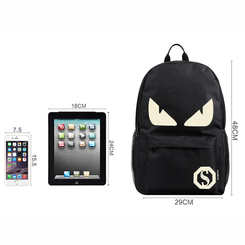

Men Backpack Nightlight Casual Men's Backpack School Bags Travel Solid Bag Big 2020 Anime Luminous Teenagers Men Student Cartoon
