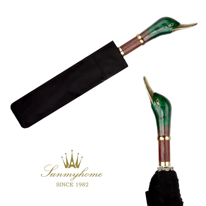 Роскошный Зонт с золотой уткой складной головой животного креативный для мужчин