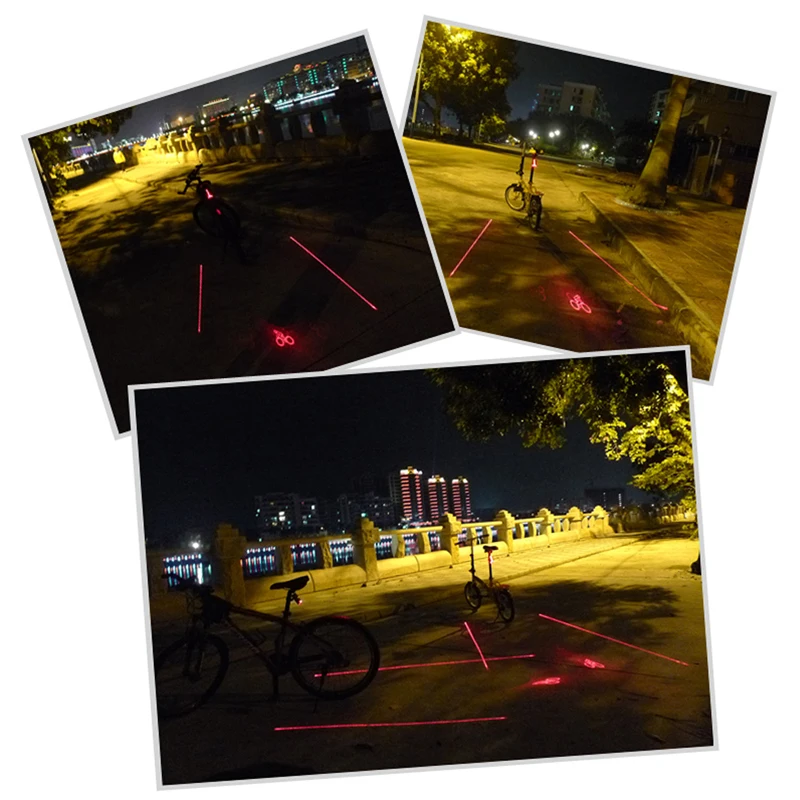 

2 Laser+5 LED Logo Projection Bike Warning MTB Light Bicycle Tail Light Beam Safety Warning Lamp