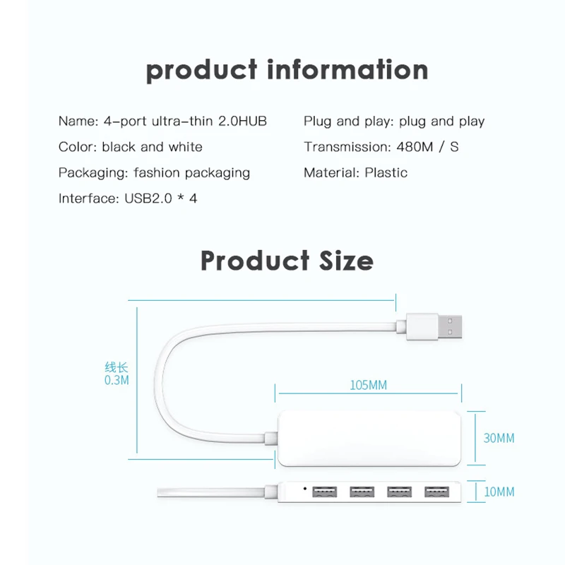 

CABLETIME USB HUB Sync data Fast Transmission USB2.0 Hub Adapter for Laptop PC Matebook Surface Pro USB Flash Drive B6