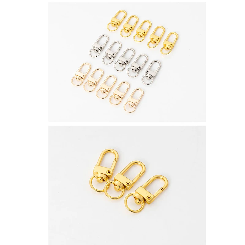 

10 Pieces/bag of Three-Color Metal Rotating Hook Key Chain Key Chain Connector Lanyard Umbrella Rope Handbag Bag Parts