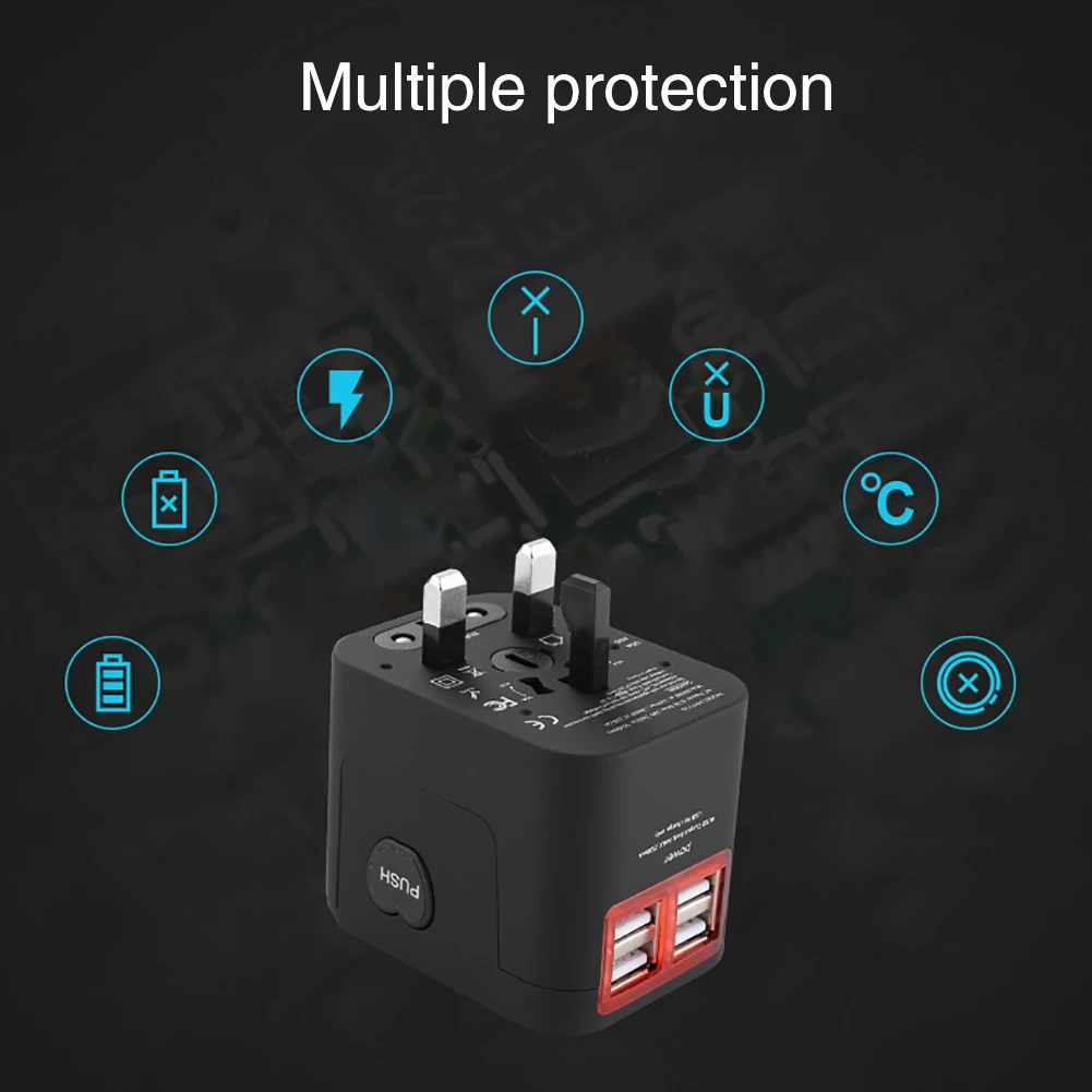 Универсальный многофункциональный переходник для телефонов USB зарядное устройство для путешествий US/AU/UK/EU 4 USB Международный переходник