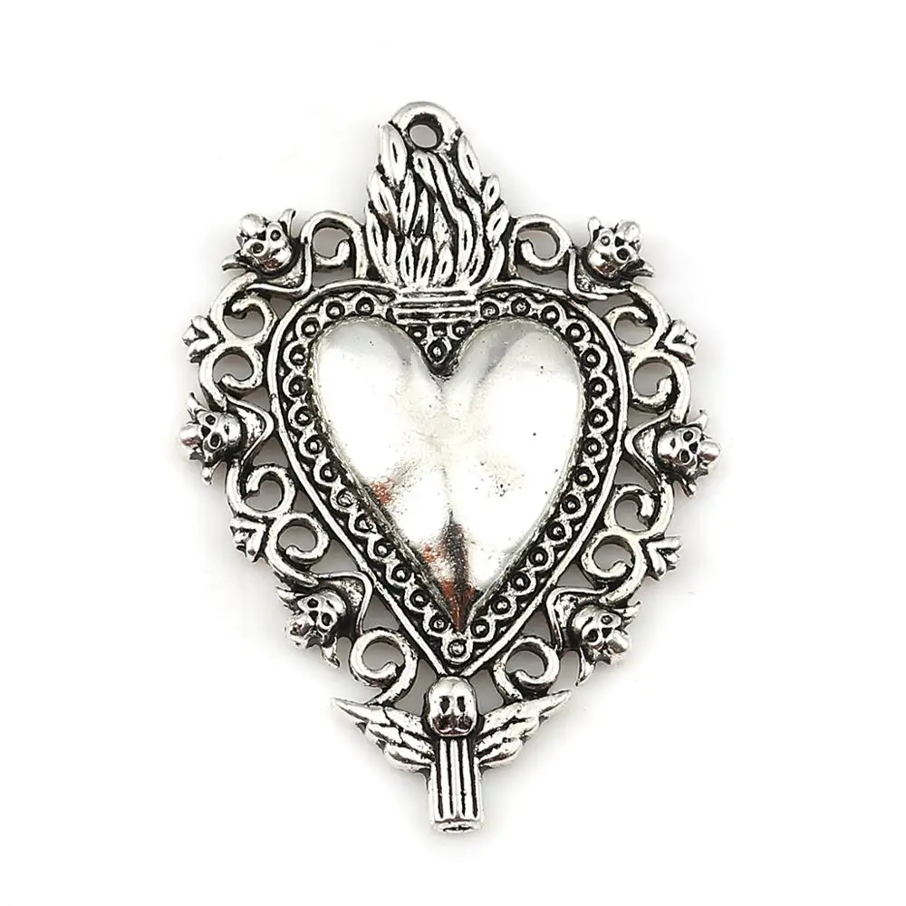 DoreenBeads модные подвески из цинкового сплава в форме сердца серебристые украшения