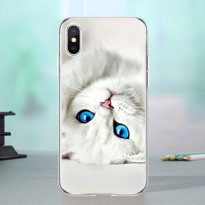 Милый черно-белый чехол с кошкой для iphone 5 5S SE 6 6S 7 8 Plus X XR Xs Max Fundas задней крышки |