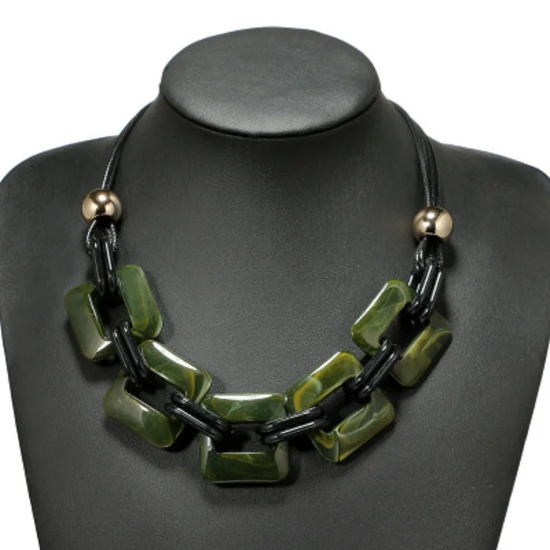 1 шт. однотонное большое акриловое квадратное ожерелье модное простое из смолы