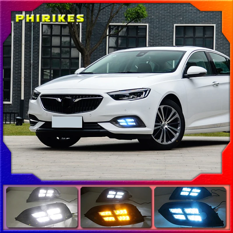 

1 set LED DRL Daytime Running Lights Daylight With Turn Yellow Signal For Buick Opel Grand Sport 2017 2018 12V ABS