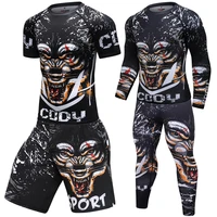 mens gym sport suits mma bjj boxing sportswear running compression shirt pants shorts set quick dry training fitness tracksuits