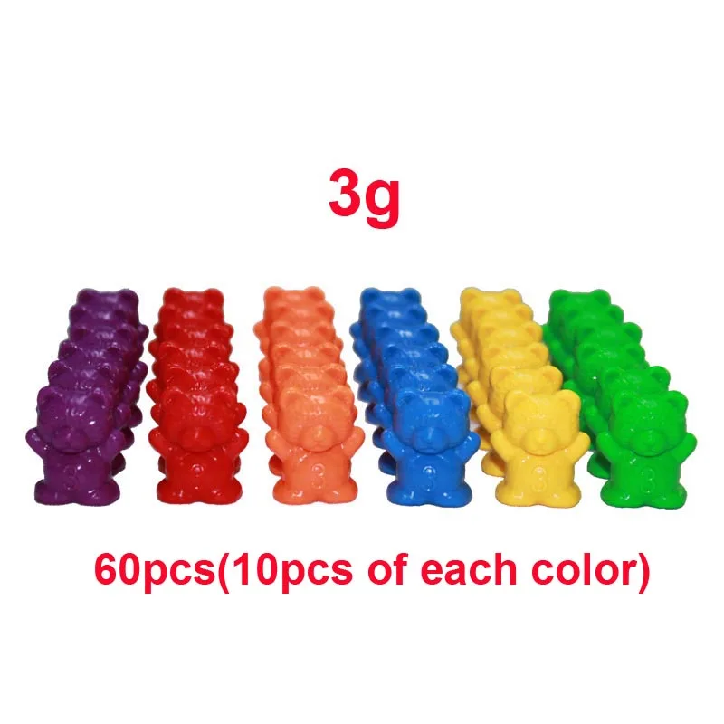 60pcs/set colorful Counting Bears Montessori Matching Game playing and Learning Cards Educational Color Sorting Toys For Baby - Цвет: 3g