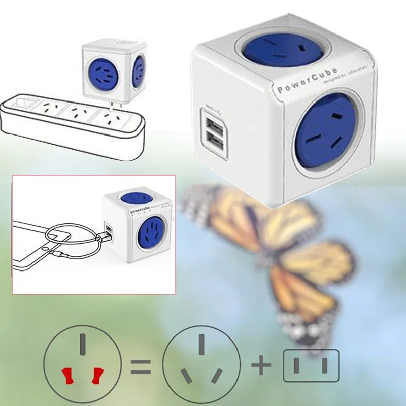 Power Cube Socket USB Ports Adapter Switched Expandable Multifunction | Electrical Sockets